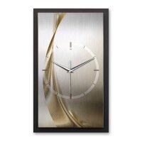 3D Wanduhr "Elegant Golden Wave" aus gebürstetem Aluminium & MDF mit leisem Funk- oder Quarzuhrwerk