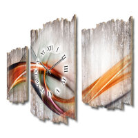 Moderne Welle Shabby chic Dreiteilige Wanduhr aus MDF mit leisem Funk- oder Quarzuhrwerk