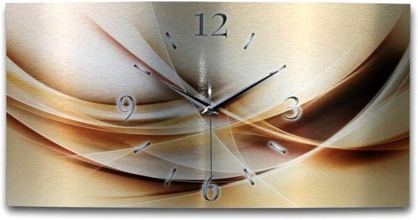 Abstrakt Gold Designer-Wanduhr mit leisem Uhrwerk aus Alu