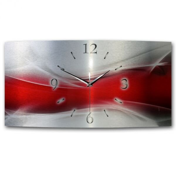 Red Wave Designer-Wanduhr mit leisem Uhrwerk aus Alu