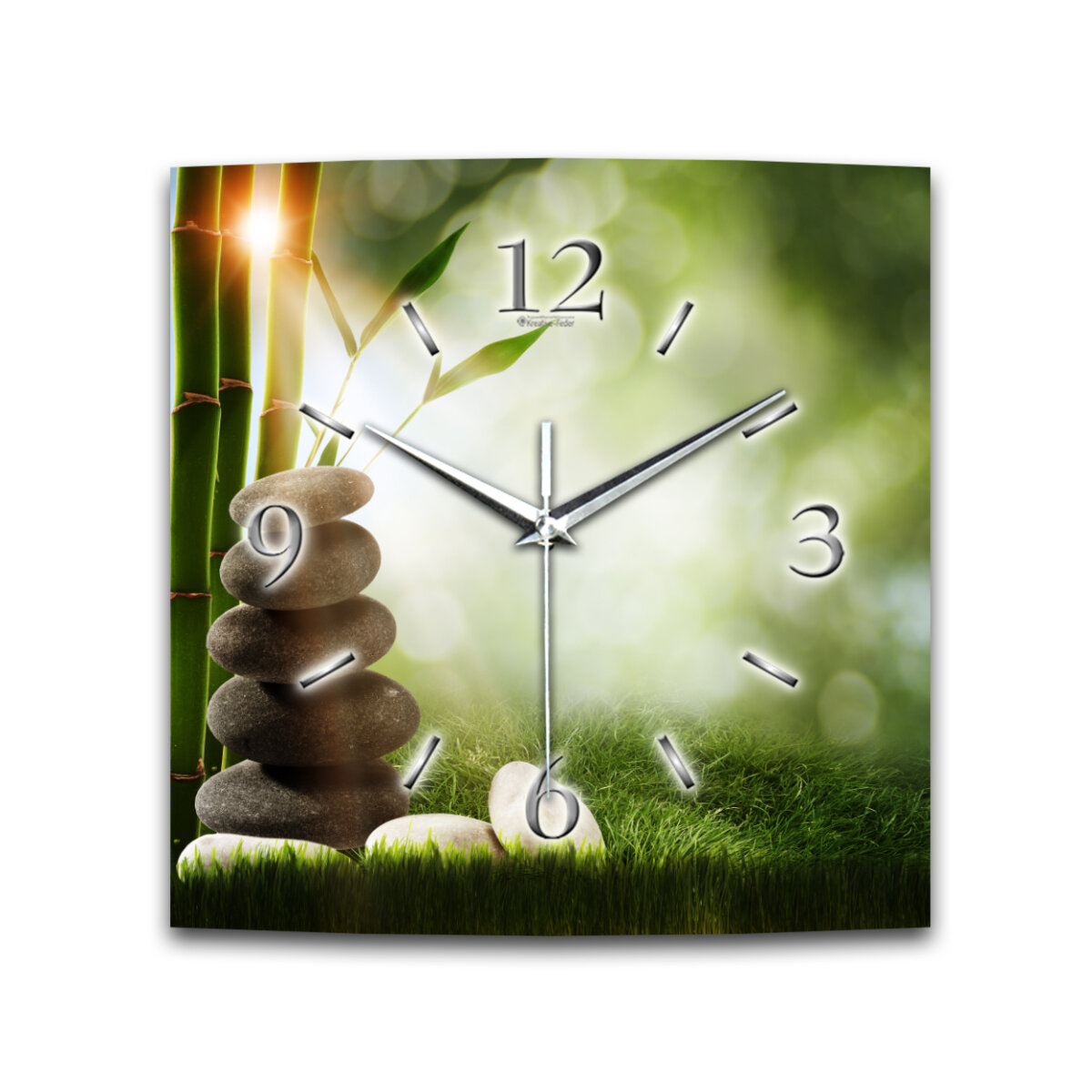 Natur Stones Designer-Wanduhr mit leisem Uhrwerk aus Alu