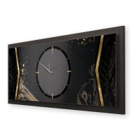 3D Wanduhr "Abstract Black" aus geb&uuml;rstetem Aluminium & MDF quer mit leisem Funk- oder Quarzuhrwerk