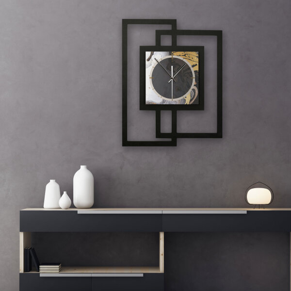 Designer-Wanduhr „Gold & Black Ink“ in modernem Metallic-Look