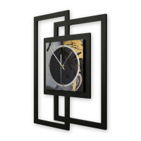 Designer-Wanduhr „Gold & Black Ink“ in modernem Metallic-Look