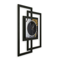 Designer-Wanduhr „Gold & Black Ink“ in modernem Metallic-Look