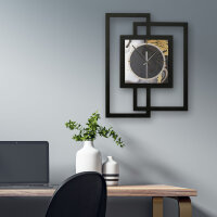 Designer-Wanduhr „Gold & Black Ink“ in modernem Metallic-Look