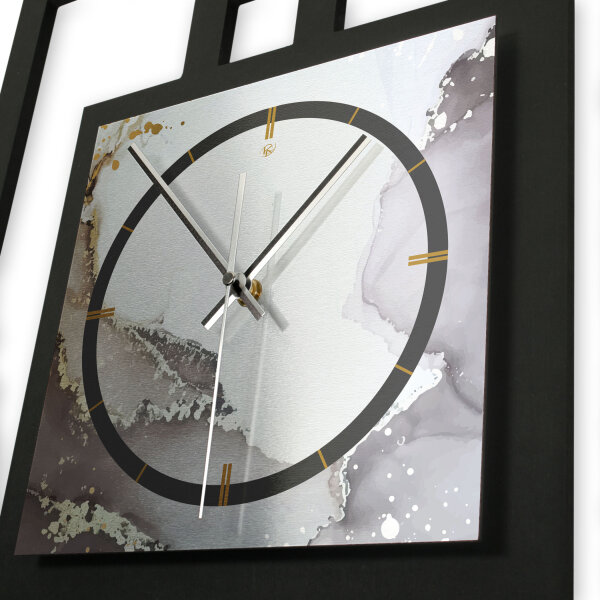 Designer-Wanduhr „Abstract Water“ in modernem Metallic-Look