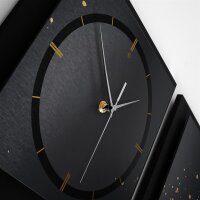 3-teilige Designer-Wanduhr „Gold & Black“ in modernem Metallic-Look