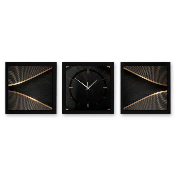 3-teilige Designer-Wanduhr „Elegance“ in modernem Metallic-Look