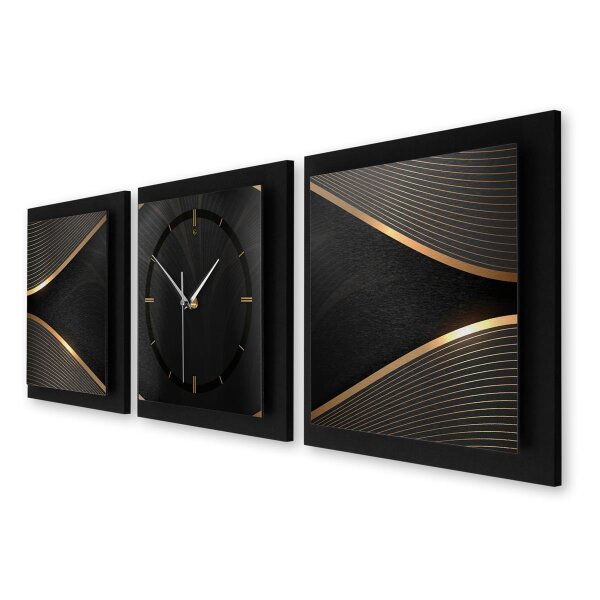 3-teilige Designer-Wanduhr „Elegance“ in modernem Metallic-Look