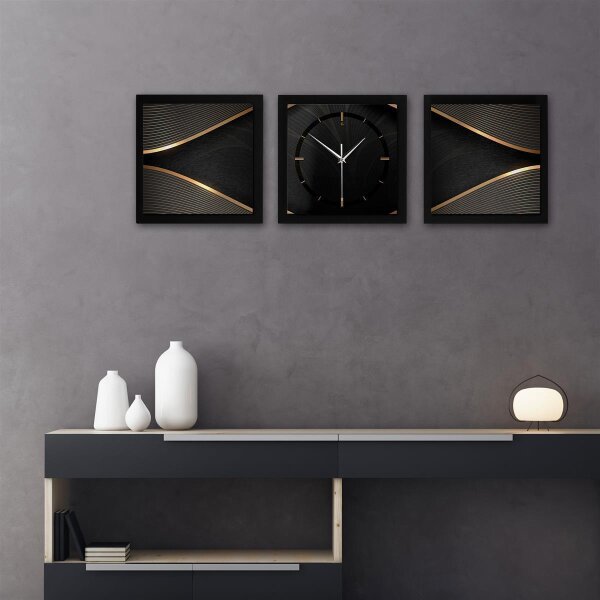 3-teilige Designer-Wanduhr „Elegance“ in modernem Metallic-Look
