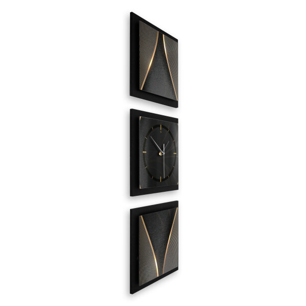 3-teilige Designer-Wanduhr „Elegance“ in modernem Metallic-Look