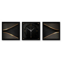 3-teilige Designer-Wanduhr „Elegance“ in modernem Metallic-Look