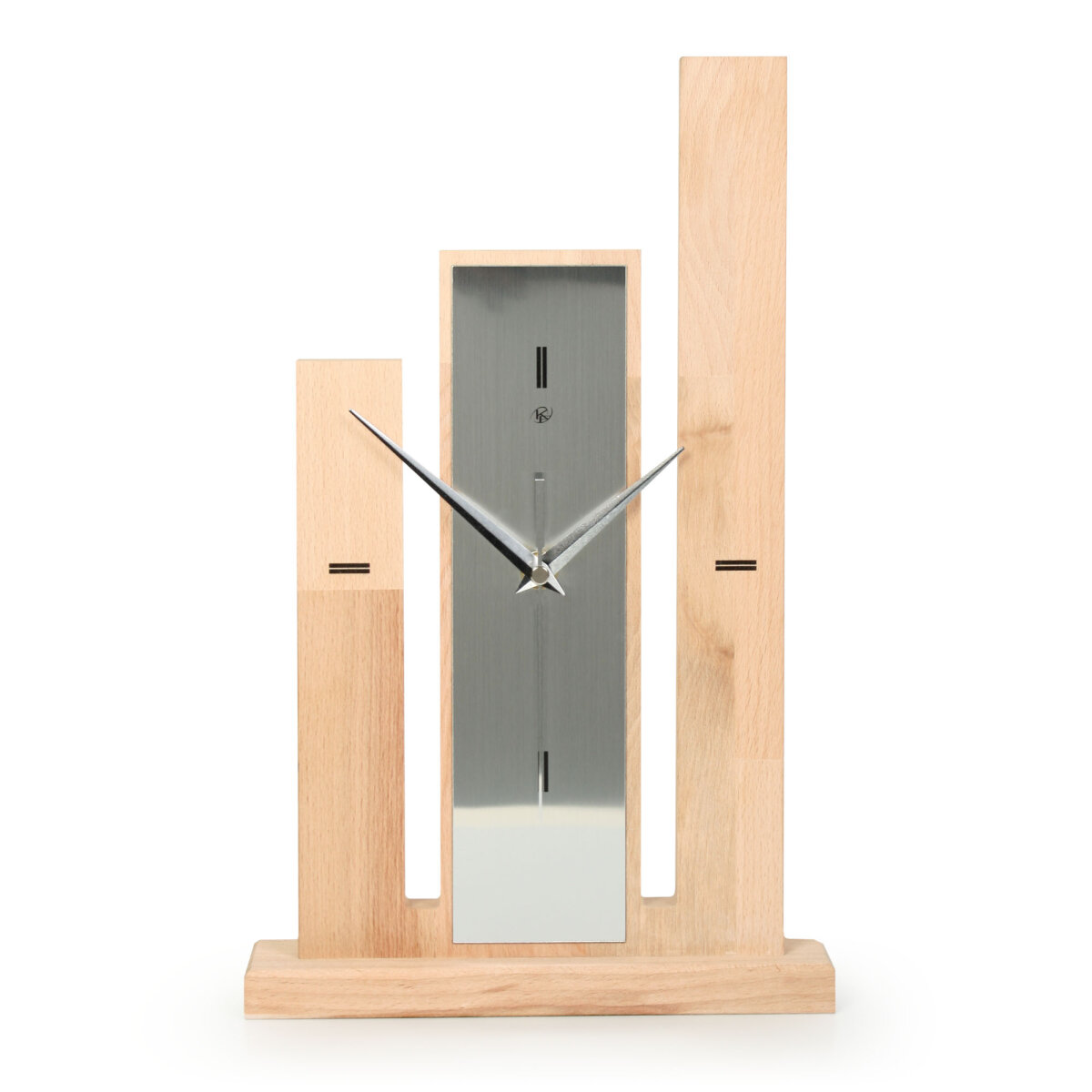 Stairs Designer-Standuhr aus Massivholz – Eiche/Buche & leises Uhrwerk