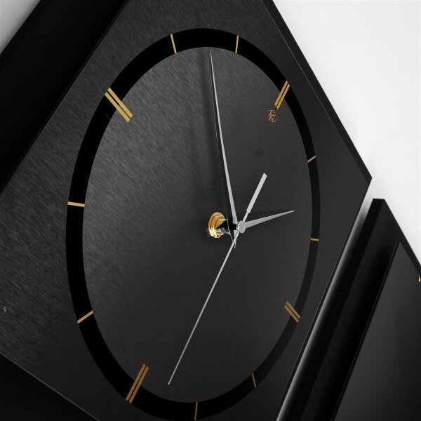 3-teilige Designer-Wanduhr „Black Elegance“ in modernem Metallic-Look