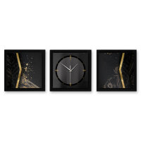 3-teilige Designer-Wanduhr „Black Elegance“ in modernem Metallic-Look