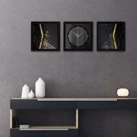 3-teilige Designer-Wanduhr „Black Elegance“ in modernem Metallic-Look