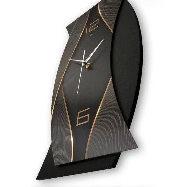 Designer-Wanduhr „Dark Elegance“ in modernem Metallic-Look