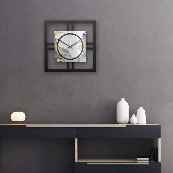 Designer-Wanduhr "Abstract Water" in modernem Metallic-Look