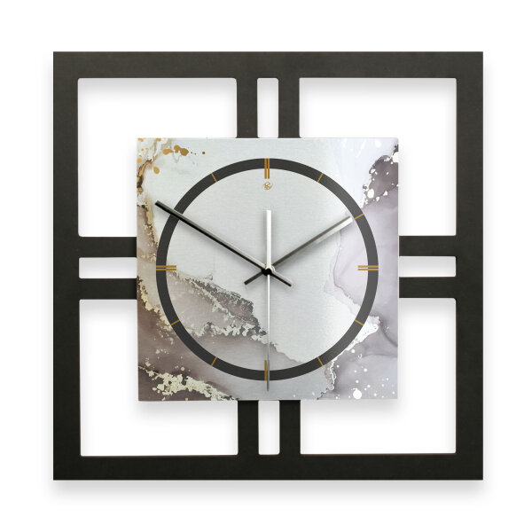 Designer-Wanduhr "Abstract Water" in modernem Metallic-Look