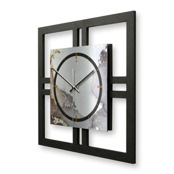 Designer-Wanduhr "Abstract Water" in modernem Metallic-Look