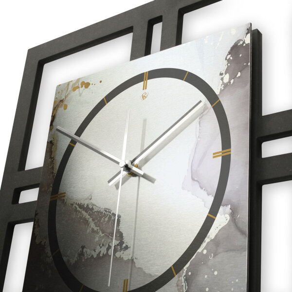 Designer-Wanduhr "Abstract Water" in modernem Metallic-Look