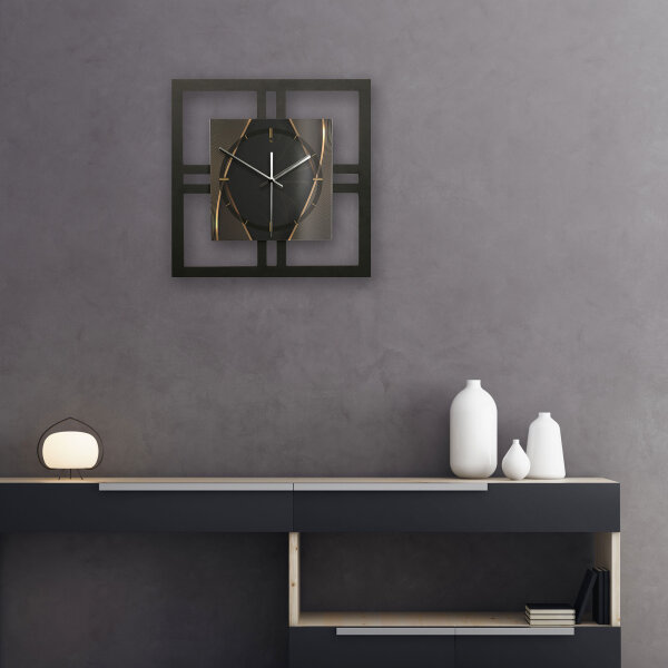 Designer-Wanduhr "Black & Gold" in modernem Metallic-Look