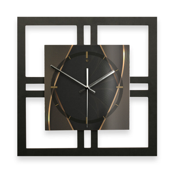 Designer-Wanduhr "Black & Gold" in modernem Metallic-Look