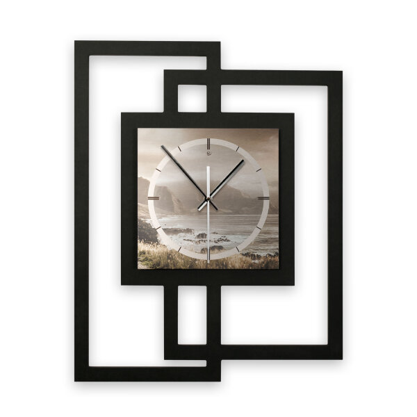 Designer-Wanduhr „Küste“ in modernem Metallic-Look
