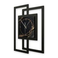Designer-Wanduhr &bdquo;Black & Gold Waves&ldquo; in modernem Metallic-Look