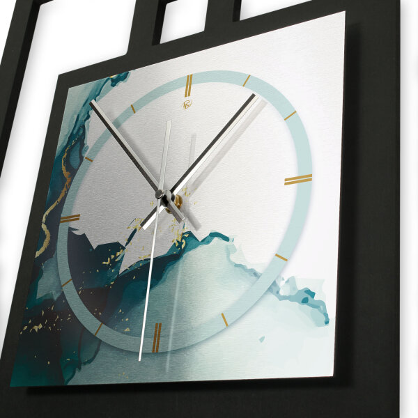 Designer-Wanduhr &bdquo;Turquoise&ldquo; in modernem Metallic-Look