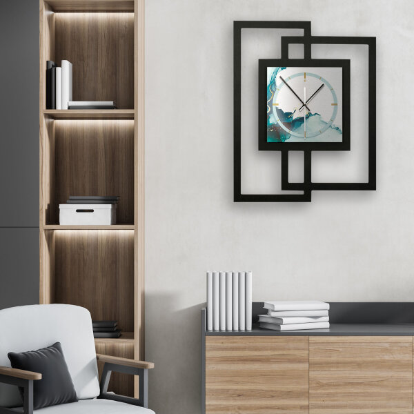 Designer-Wanduhr &bdquo;Turquoise&ldquo; in modernem Metallic-Look
