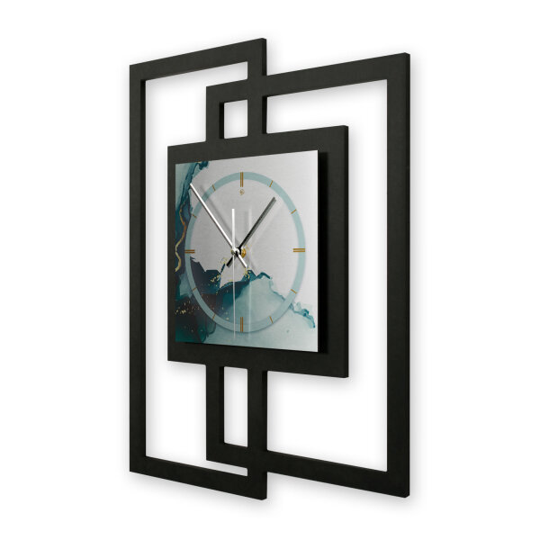 Designer-Wanduhr &bdquo;Turquoise&ldquo; in modernem Metallic-Look