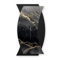 Designer-Wanduhr &bdquo;Black & Gold Marble&ldquo; in modernem Metallic-Look