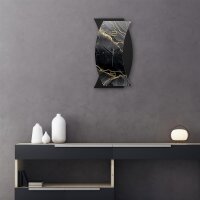 Designer-Wanduhr &bdquo;Black & Gold Marble&ldquo; in modernem Metallic-Look