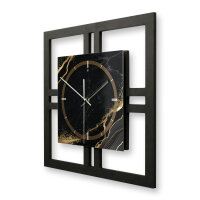 Designer-Wanduhr "Black & Gold Waves" in modernem Metallic-Look