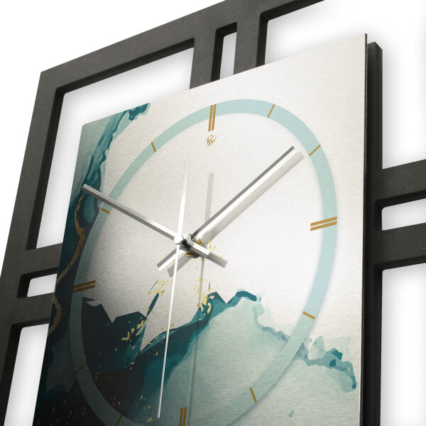 Designer-Wanduhr "Turquoise" in modernem Metallic-Look