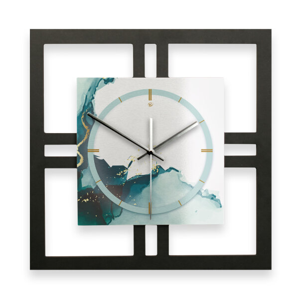 Designer-Wanduhr "Turquoise" in modernem Metallic-Look