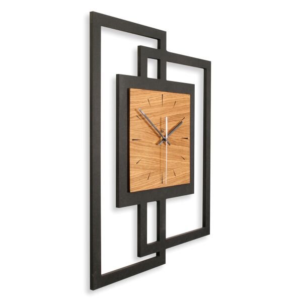 Designer Wanduhr aus Holz mit stilvollem Akzent aus Eiche-Furnier