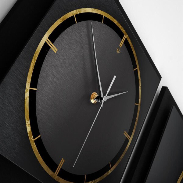 3-teilige Designer-Wanduhr „Golden Rings“ in modernem Metallic-Look