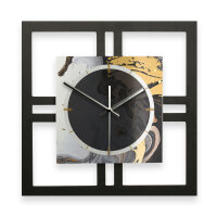 Designer-Wanduhr "Gold & Black Ink" in modernem Metallic-Look