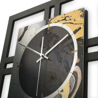 Designer-Wanduhr "Gold & Black Ink" in modernem Metallic-Look