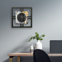 Designer-Wanduhr "Gold & Black Ink" in modernem Metallic-Look