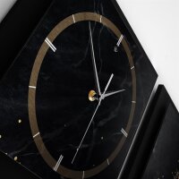 3-teilige Designer-Wanduhr „Gold & Black Marble“ in modernem Metallic-Look