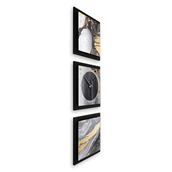 3-teilige Designer-Wanduhr &bdquo;Liquid&ldquo; in modernem Metallic-Look