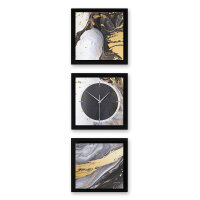 3-teilige Designer-Wanduhr &bdquo;Liquid&ldquo; in modernem Metallic-Look