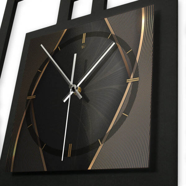 Designer-Wanduhr &bdquo;Dark Elegance&ldquo; in modernem Metallic-Look