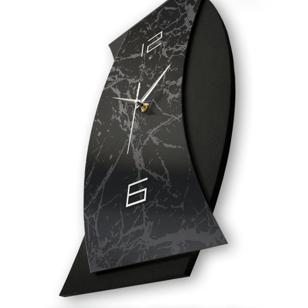 Designer-Wanduhr „Dark Pattern“ in modernem Metallic-Look