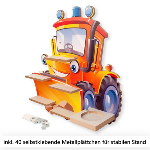 Schiebetraktor Musikbox-Regal aus MDF &ndash; passend f&uuml;r Toniebox&reg; & Figuren