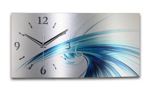 Abstrakt Blau Designer-Wanduhr mit leisem Uhrwerk aus Alu